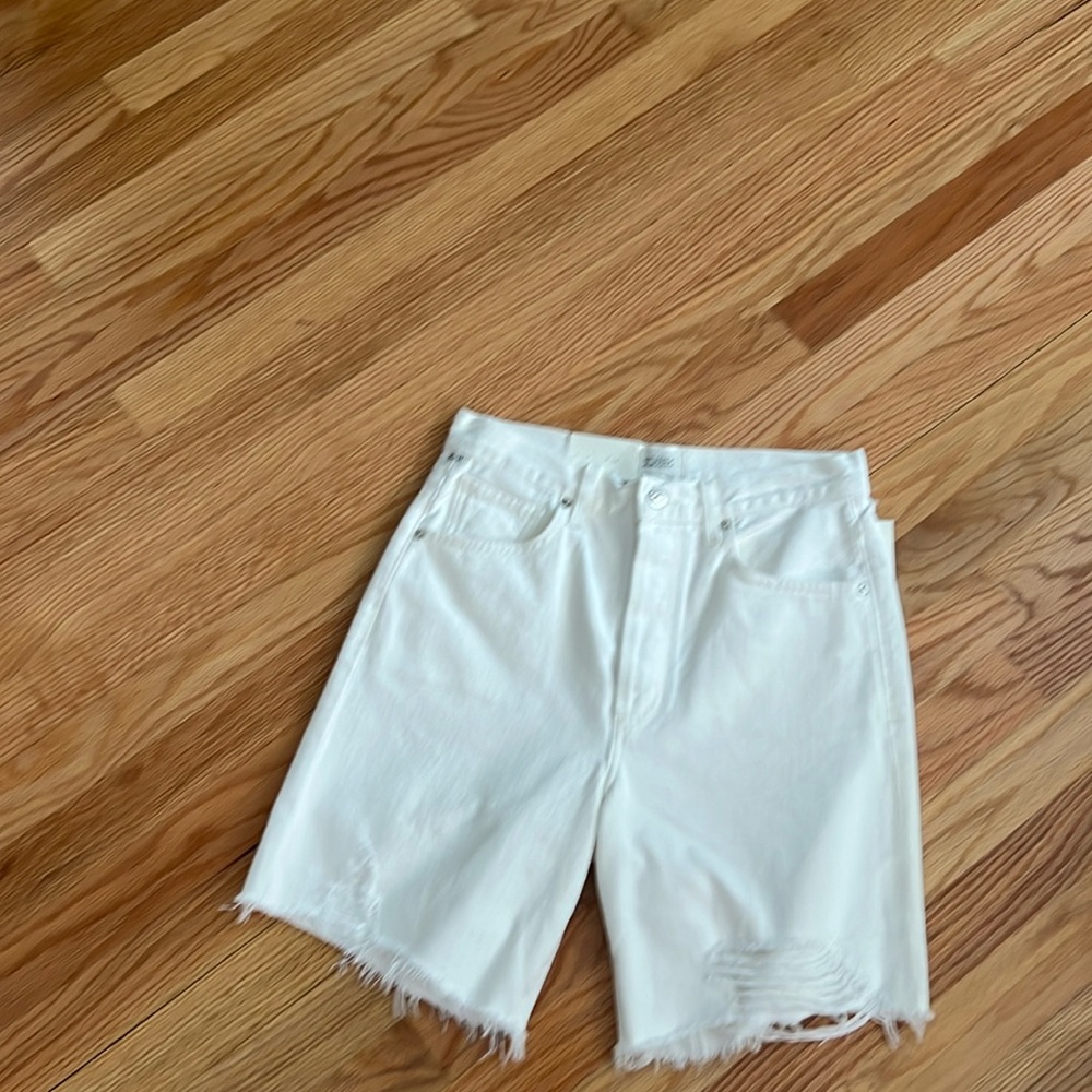 NWT Citizens Of Humanity White Frayed Hem Denim Shorts